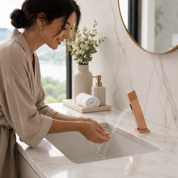 BASSINO SENTO Short Body Basin Faucet Mixer | 3 Years Warranty Rose gold