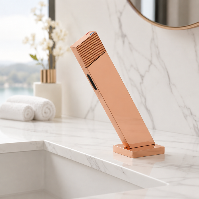 BASSINO SENTO Short Body Basin Faucet Mixer | 3 Years Warranty Rose gold