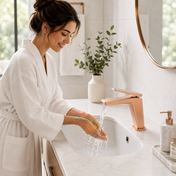BASSINO NEXUS Short Body Modern Basin Faucet Mixer | 3 Years Warranty Rose gold