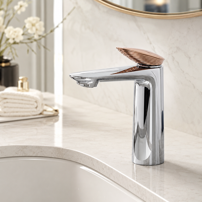 BASSINO Luxury Short Basin Mixer Faucet | Modern Single Lever Bathroom Tap | 5 Years Warranty Chrome