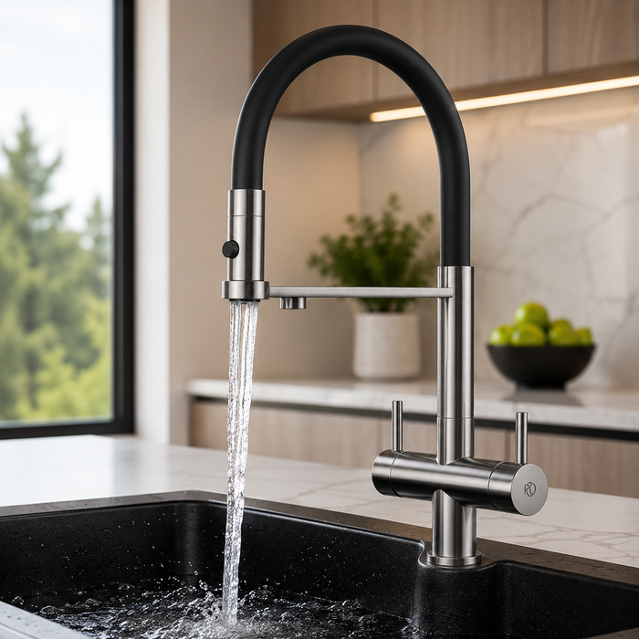BASSINO Luxury Pull-Down Modern Kitchen Faucet Kitchen Mixer Tap | 5 Years Warranty Gun Grey