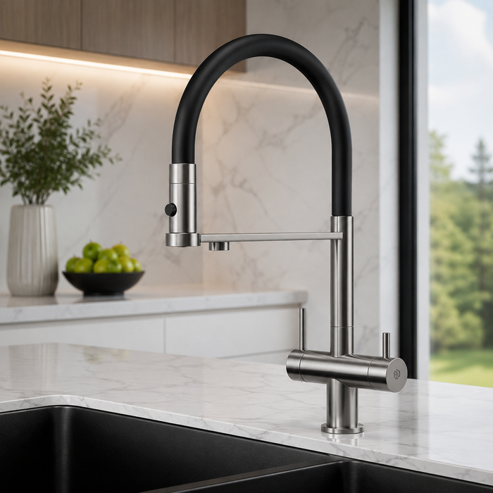 BASSINO Luxury Pull-Down Modern Kitchen Faucet Kitchen Mixer Tap | 5 Years Warranty Gun Grey