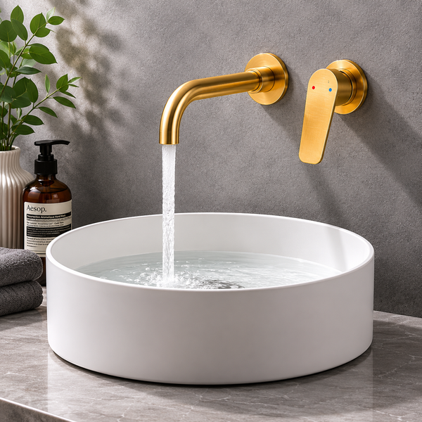 BASSINO MARK Concealed Basin Hot & Cold Mixer Faucet | 3 Years Warranty Gold