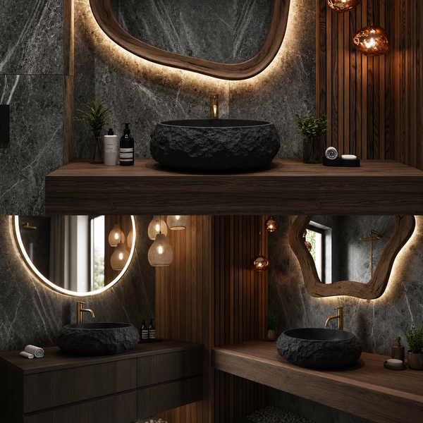 Designer Countertop Wash Basin – Matt Artificial Stone Basin | 500×370×150mm Black