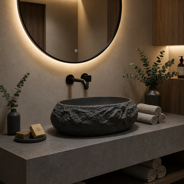 Designer Countertop Wash Basin – Matt Artificial Stone Basin | 500×370×150mm Black