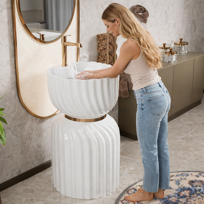Ceramic Pedestal Wash Basin,BPB-756,size-18x18x33 Inch