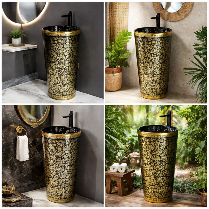 Ceramic Pedestal Wash Basin,BPB-510,size-16x16x34.5 Inch