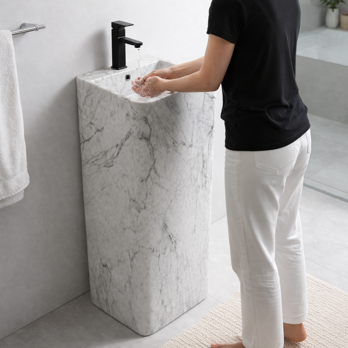 Ceramic Pedestal Wash Basin,size-16x16x32 Inch