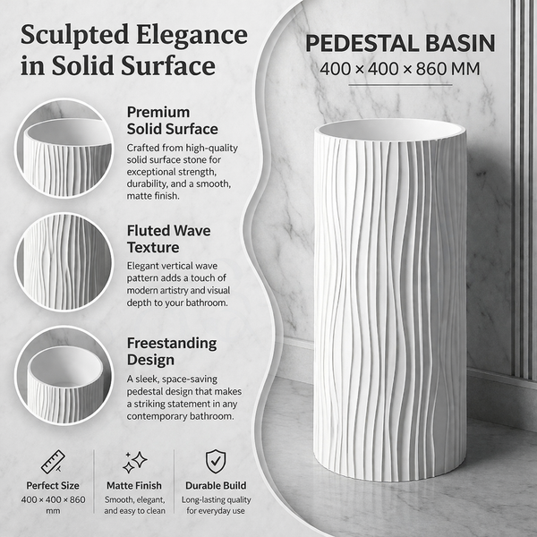 Artificial Stone Pedestal Basin(Size-15x15x34 Inch)