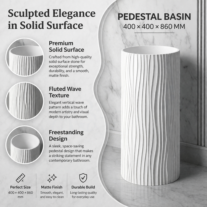 Artificial Stone Pedestal Basin(Size-15x15x34 Inch)