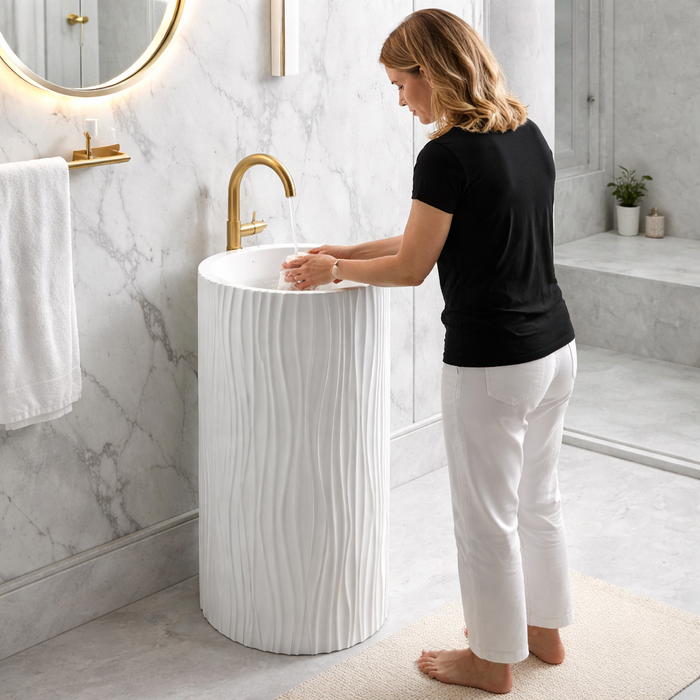 Artificial Stone Pedestal Basin(Size-15x15x34 Inch)