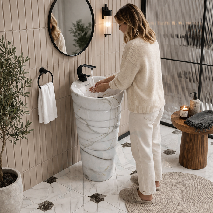 Ceramic Pedestal Wash Basin,BPB-645,size-15x15x34 Inch