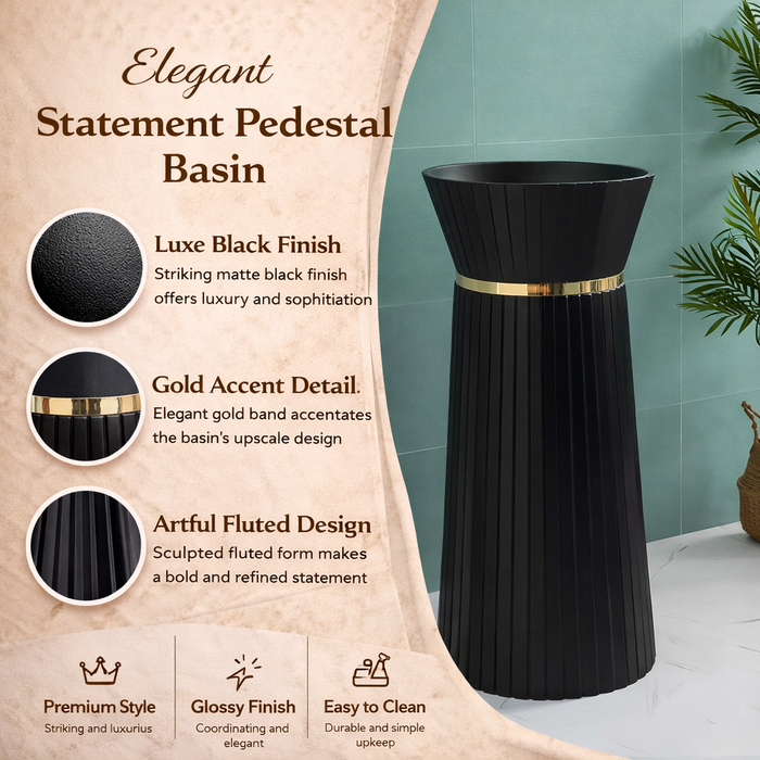 Artificial Stone Pedestal Wash Basin,BPB-614,size-18x18x34 Inch
