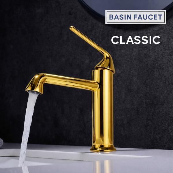 BASSINO CLASSIC Short Body timeless elegance Basin Faucet | 3 Years Warranty Gold