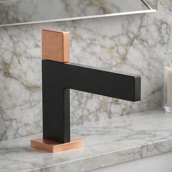 BASSINO Premium Short Basin Mixer Faucet (Hot & Cold)| Brass Body – 5 Years Warranty Black