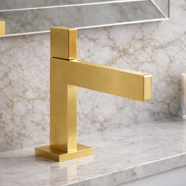 BASSINO Premium Short Basin Mixer Faucet (Hot & Cold)| Brass Body – 5 Years Warranty Brushed Gold
