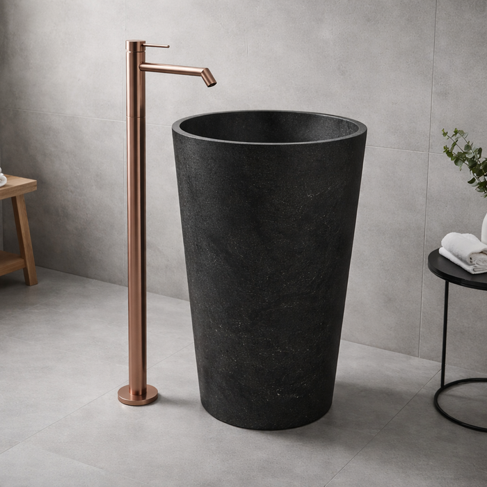 BASSINO Floor Standing Basin Mixer Tap – Brushed Rose Gold | Premium Freestanding Faucet - 5 Years Warranty Brushed Rose Gold