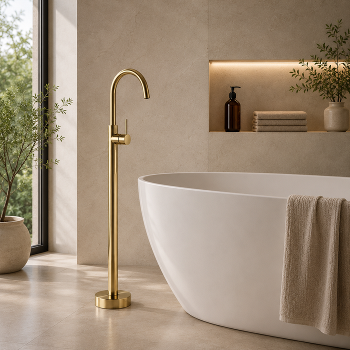 Bassino Free Standing Basin Mixer Tap –  Floor Mounted Faucet for Pedestal Basins