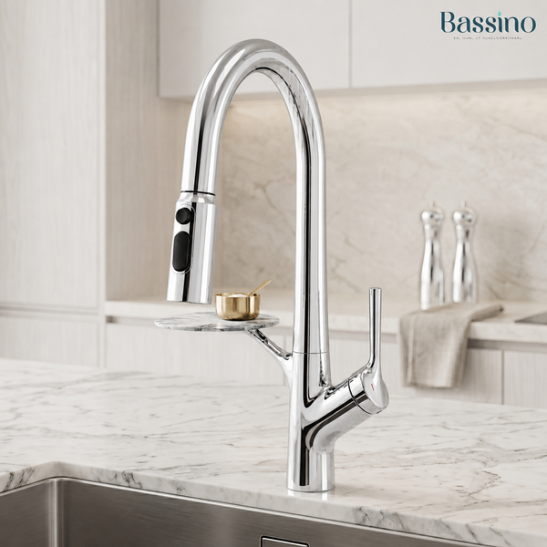 Pull-Out 3-Function Kitchen Sink Mixer Tap | 360° Swivel | Multi-Flow | 4 Finishes | 7-Year Warranty Silver