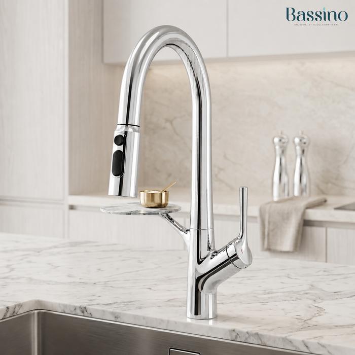 Pull-Out 3-Function Kitchen Sink Mixer Tap | 360° Swivel | Multi-Flow | 4 Finishes | 7-Year Warranty Silver