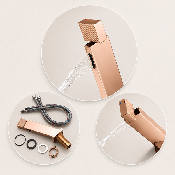BASSINO SENTO Short Body Basin Faucet Mixer | 3 Years Warranty Rose gold