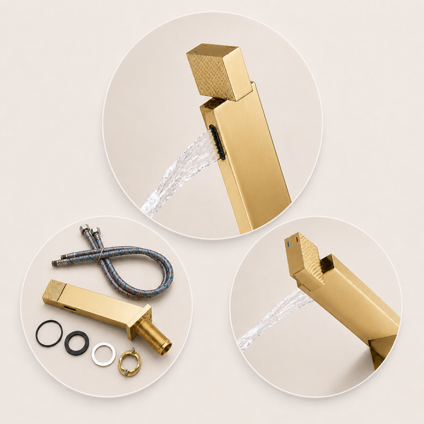 BASSINO SENTO Short Body Basin Faucet Mixer | 3 Years Warranty Gold