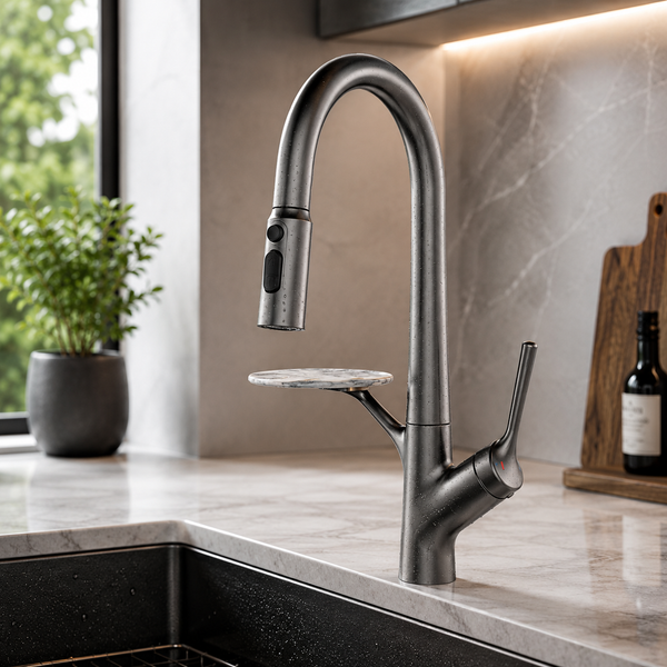 Pull-Out 3-Function Kitchen Sink Mixer Tap | 360° Swivel | Multi-Flow | 4 Finishes | 7-Year Warranty Gun Grey