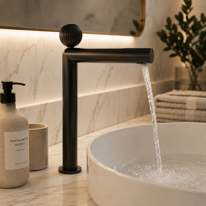 BASSINO Modern Crown Long Body Luxury Basin Faucet | 3 years Warranty Black