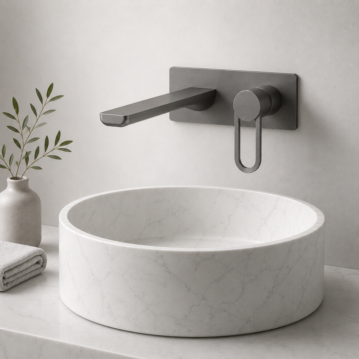 BASSINO Wall Mount Basin Mixer | Concealed Installation | Modern Designer Faucet - 5 Years Warranty Gun Grey