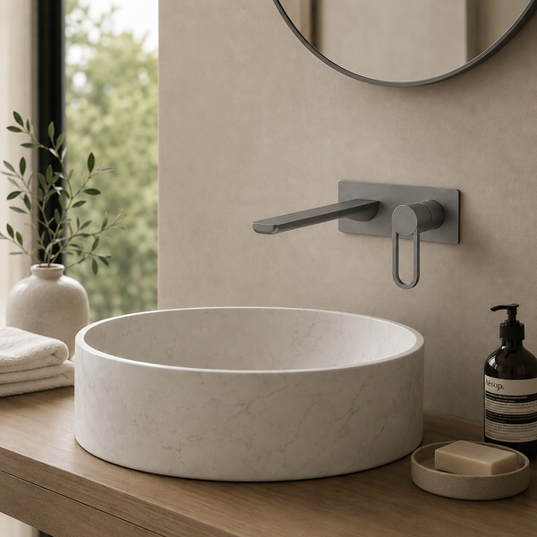 BASSINO Wall Mount Basin Mixer | Concealed Installation | Modern Designer Faucet - 5 Years Warranty Gun Grey