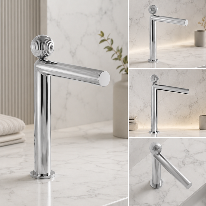 BASSINO Modern Crown Long Body Luxury Basin Faucet | 3 years Warranty Chrome