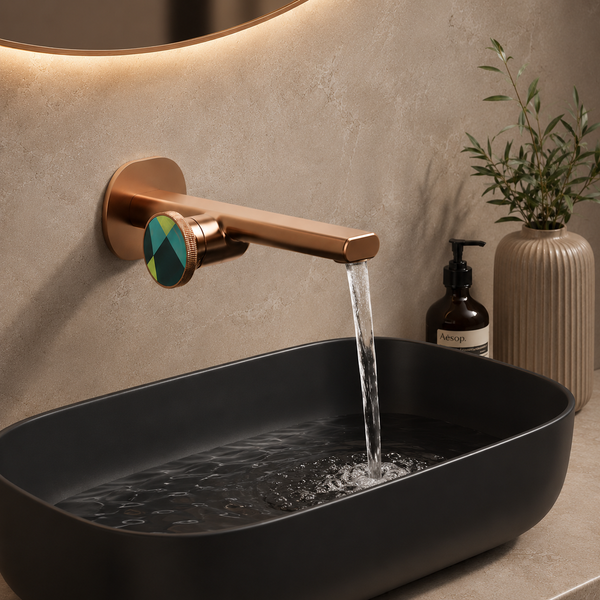 BASSINO Wall Mount Basin Mixer Tap Designer Faucet | 5 Years Warranty Brushed Rose Gold