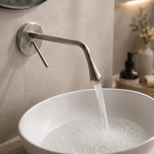 BASSINO Wall Mount Basin Mixer Tap | Brass Body | Modern faucet - 5 Years Warranty Gun Grey