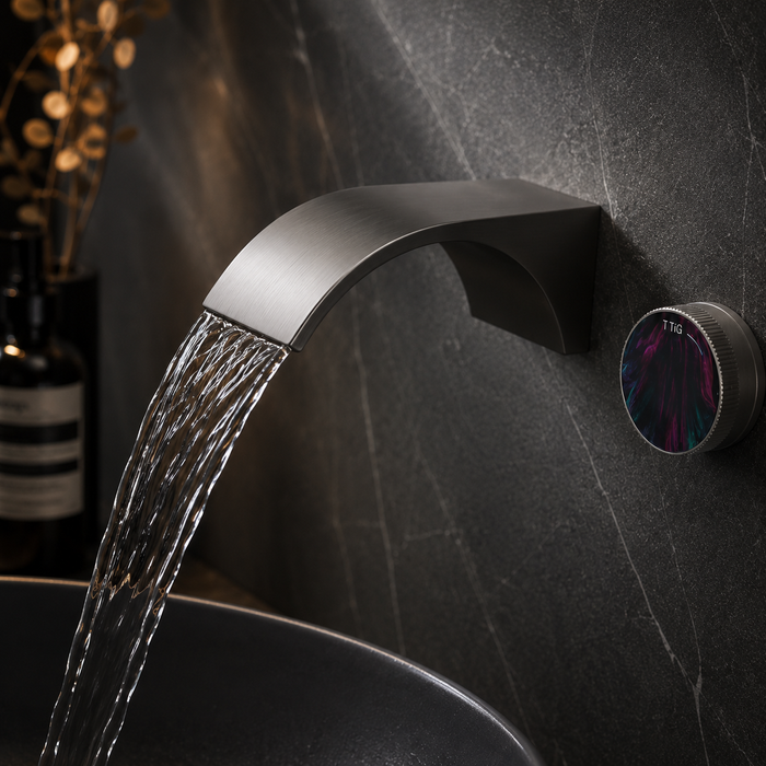 BASSINO Wall Mount Basin Mixer | 59 Brass Concealed Body with ABS Embedded Box | Wanhai Valve | Neoperl Aerator - 5 Years Warranty Gun Grey