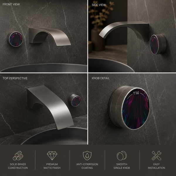BASSINO Wall Mount Basin Mixer | 59 Brass Concealed Body with ABS Embedded Box | Wanhai Valve | Neoperl Aerator - 5 Years Warranty Gun Grey