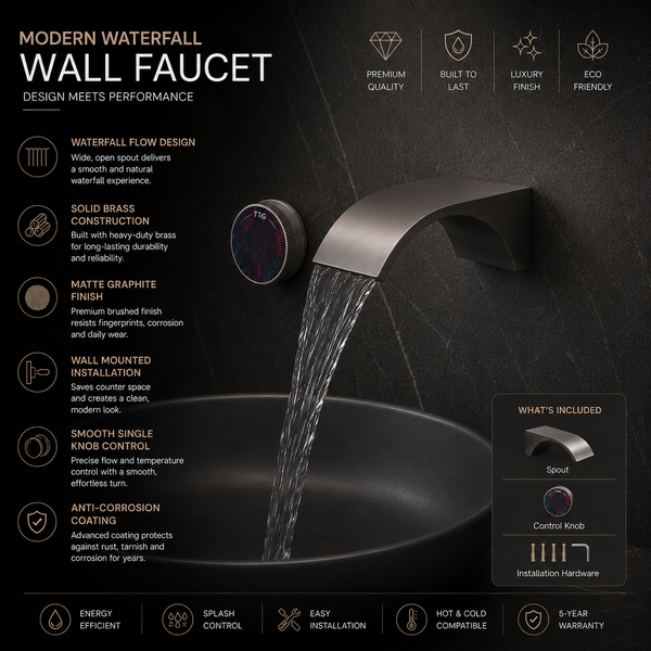 BASSINO Wall Mount Basin Mixer | 59 Brass Concealed Body with ABS Embedded Box | Wanhai Valve | Neoperl Aerator - 5 Years Warranty Gun Grey