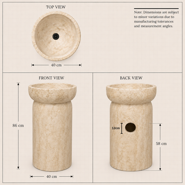 Artificial Stone Pedestal Wash Basin | Classic Freestanding Round Basin - NCASB 2110