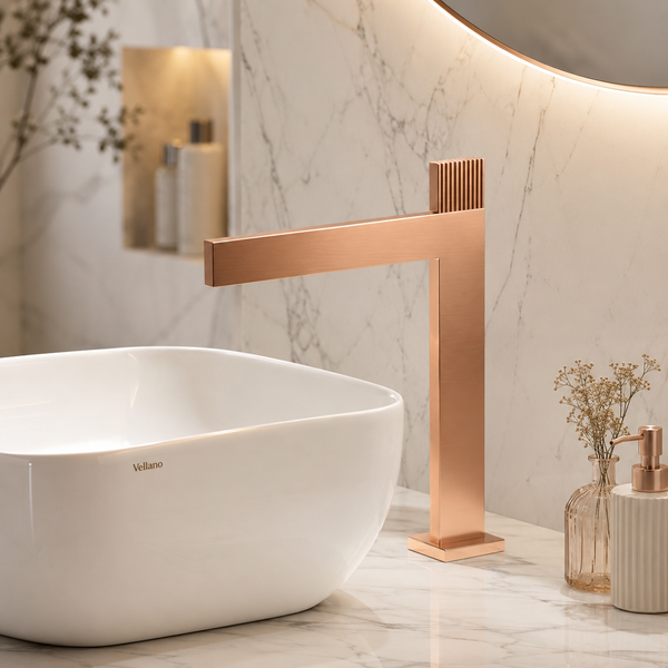 BASSINO TEE Long Body Contemporary Style Basin Faucet | 3 Years Warranty Rose gold