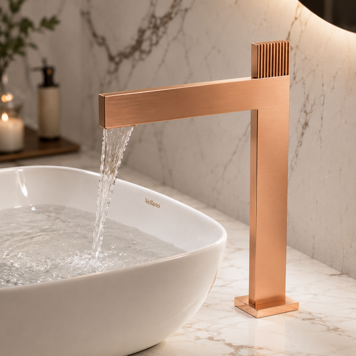 BASSINO TEE Long Body Contemporary Style Basin Faucet | 3 Years Warranty Rose gold