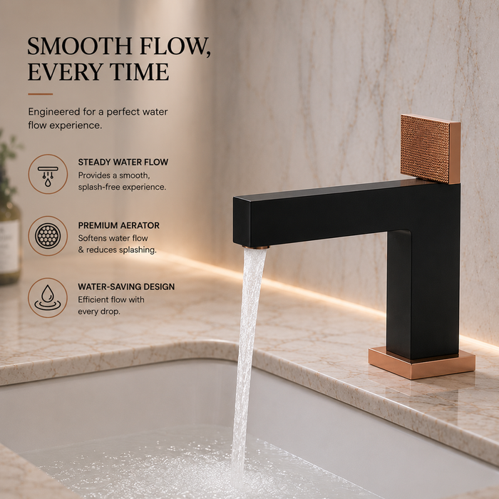 BASSINO Premium Short Basin Mixer Faucet (Hot & Cold)| Brass Body – 5 Years Warranty Black