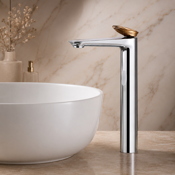 Bassino Tall Basin Mixer Faucet– Contemporary Premium Style 5 Years Warranty Chrome
