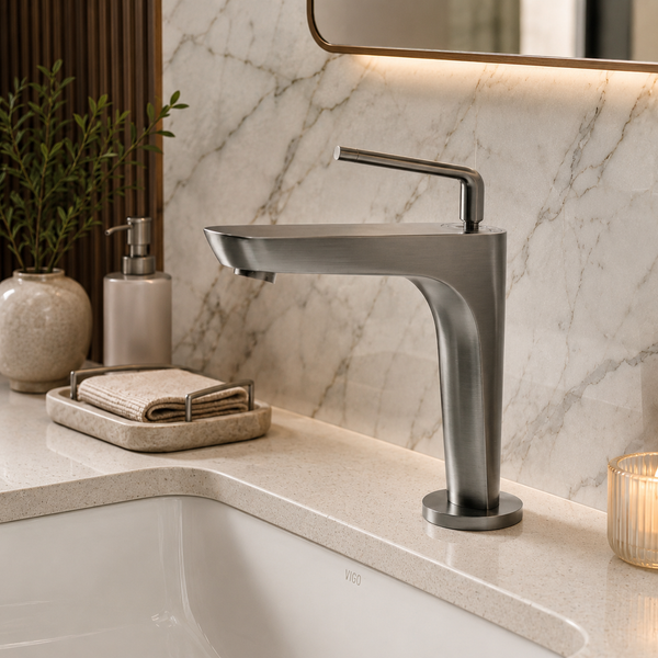 BASSINO Premium Short Basin Mixer Faucet (Hot & Cold)| Luxury Finish – 5 Years Warranty Gun Grey
