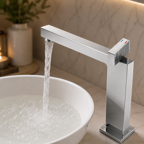BASSINO TEE Long Body Contemporary Style Basin Faucet | 3 Years Warranty Chrome