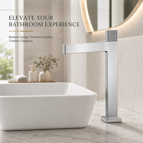 BASSINO TEE Long Body Contemporary Style Basin Faucet | 3 Years Warranty Chrome