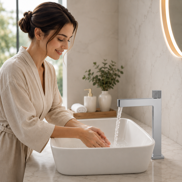 BASSINO TEE Long Body Contemporary Style Basin Faucet | 3 Years Warranty Chrome