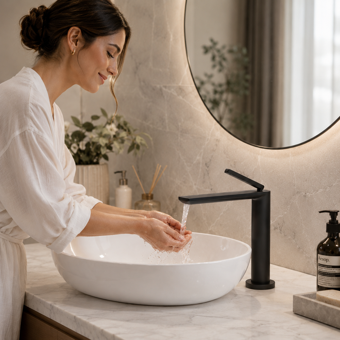 BASSINO AQVA Premium Long Body Basin Faucet Mixer | 3 Years Warranty Black