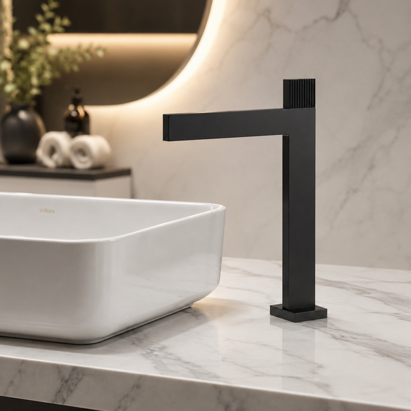 BASSINO TEE Long Body Contemporary Style Basin Faucet | 3 Years Warranty Black