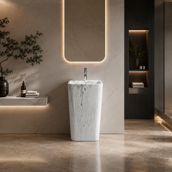 Ceramic Pedestal Wash Basin,size-16x16x32 Inch