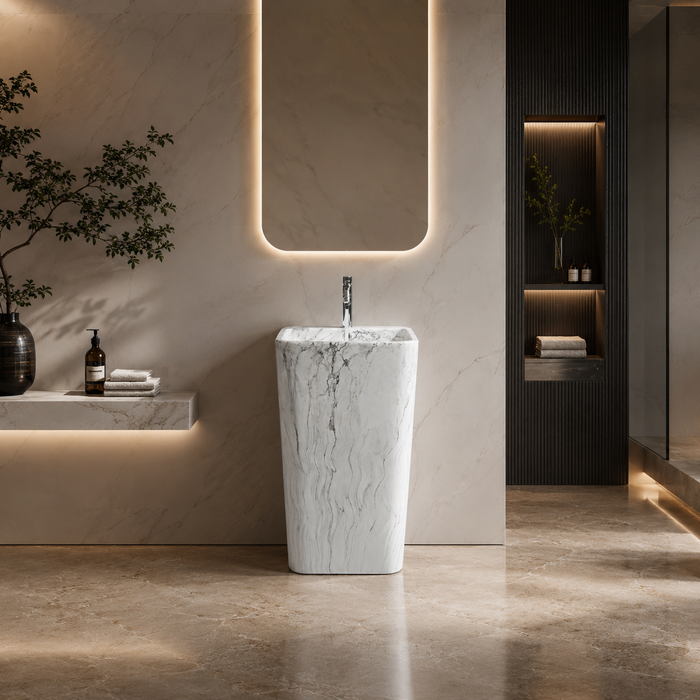 Ceramic Pedestal Wash Basin,size-16x16x32 Inch