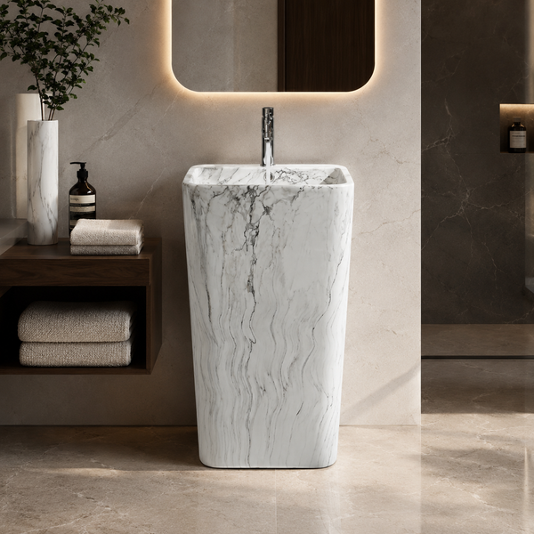 Ceramic Pedestal Wash Basin,size-16x16x32 Inch